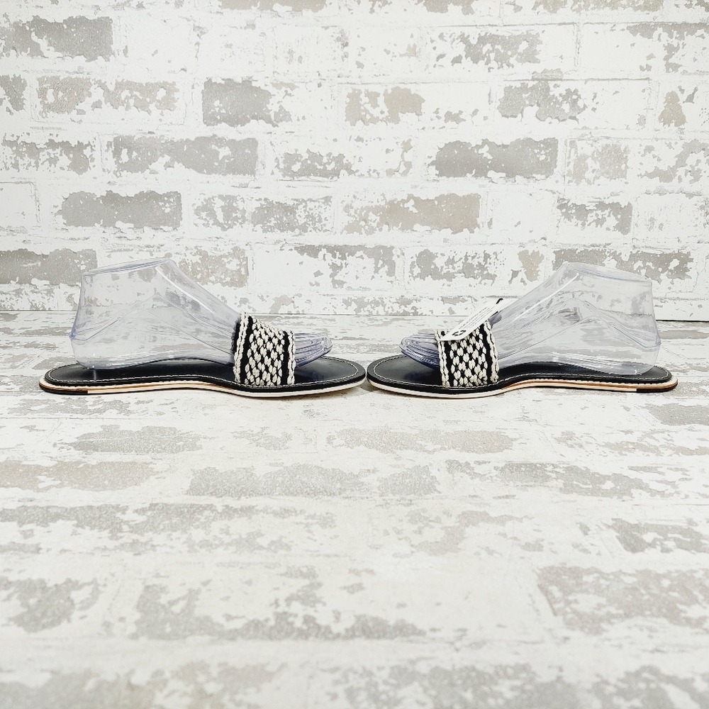 New  Rag & Bone Leather Melrose Bicolor Plank  Black & White Flat Sandals W738 - Picture 7 of 11